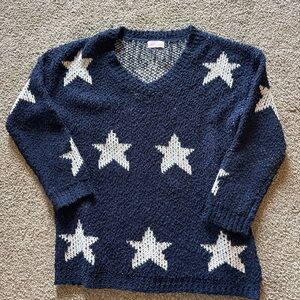 Pink Lily Navy and Cream Knit Top